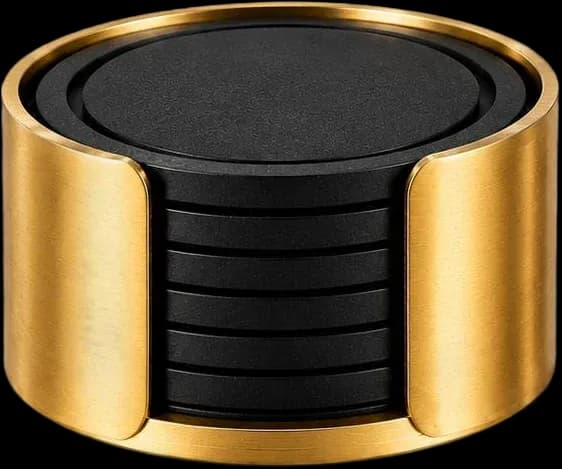 Gold-tone coaster holder