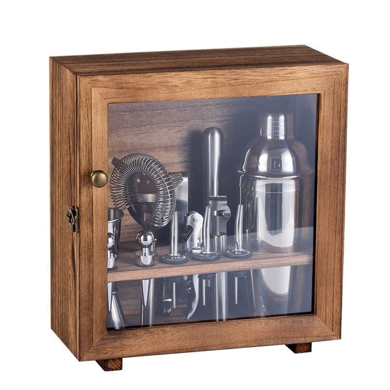 14-Piece Cocktail Shaker Set With Dust-Proof Wooden Box