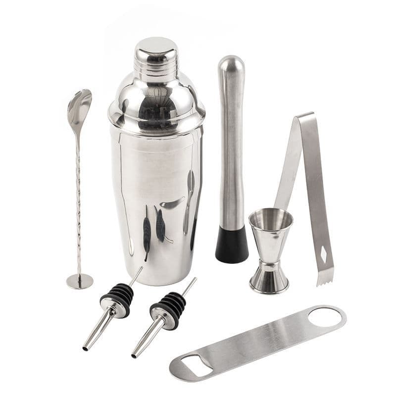 8-Piece Cocktail Shaker Set With Cylinder Gift Box Packaging