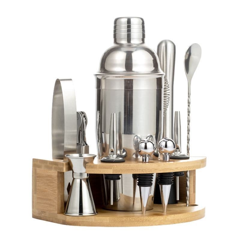 12-Piece Premium Cocktail Set With Bamboo Storage Rack