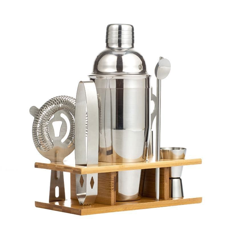 7-Piece Cocktail Shaker Set With Bamboo Stand