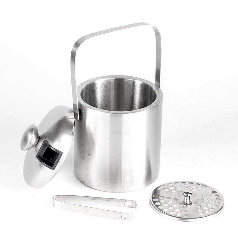 Stainless Steel Double-Walled Ice Bucket With Ice Tongs