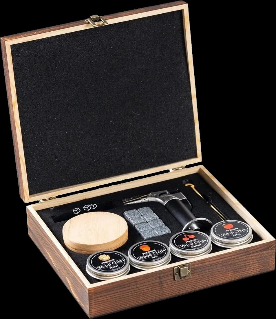 Wooden-box drink accessory set