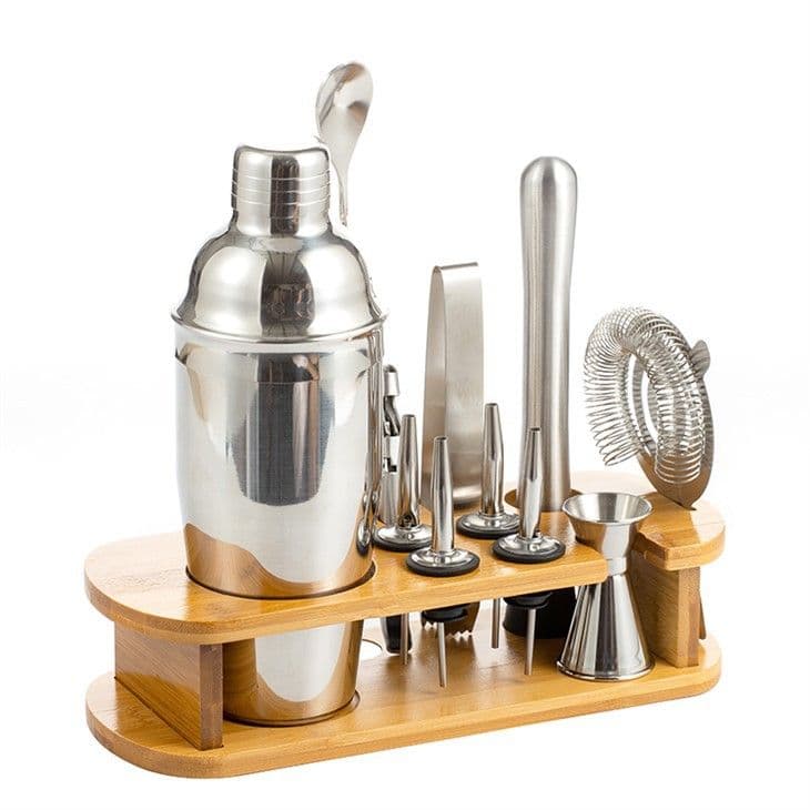 Oval Bamboo Stand Cocktail Set