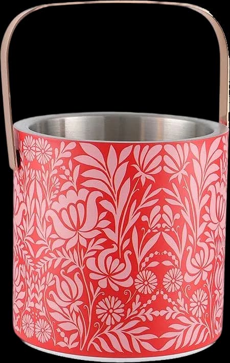 Red botanical ice bucket