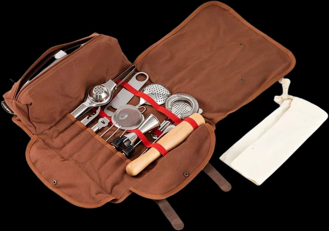 Brown carry-case bar set