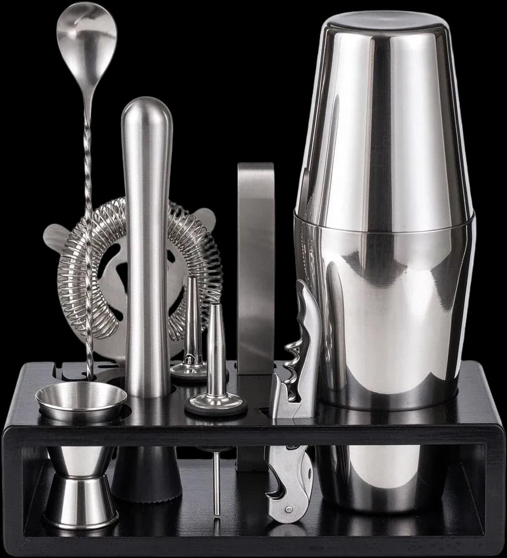 Black tin shaker stand set