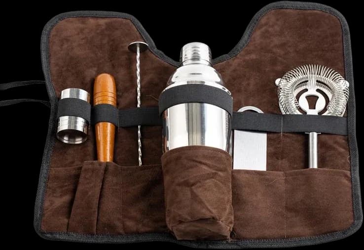 Brown tool-roll bar set