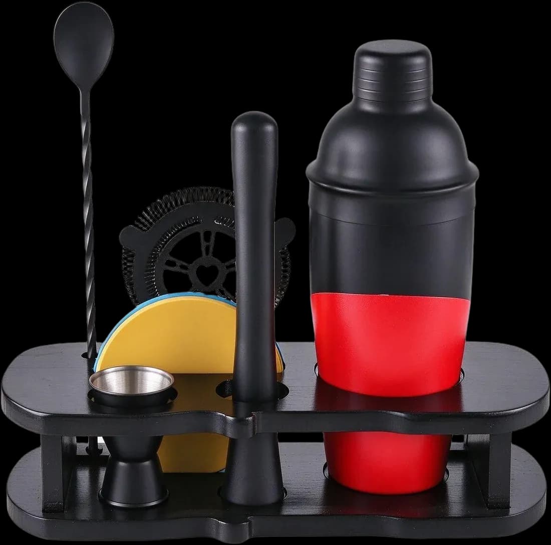 Red-accent shaker stand set