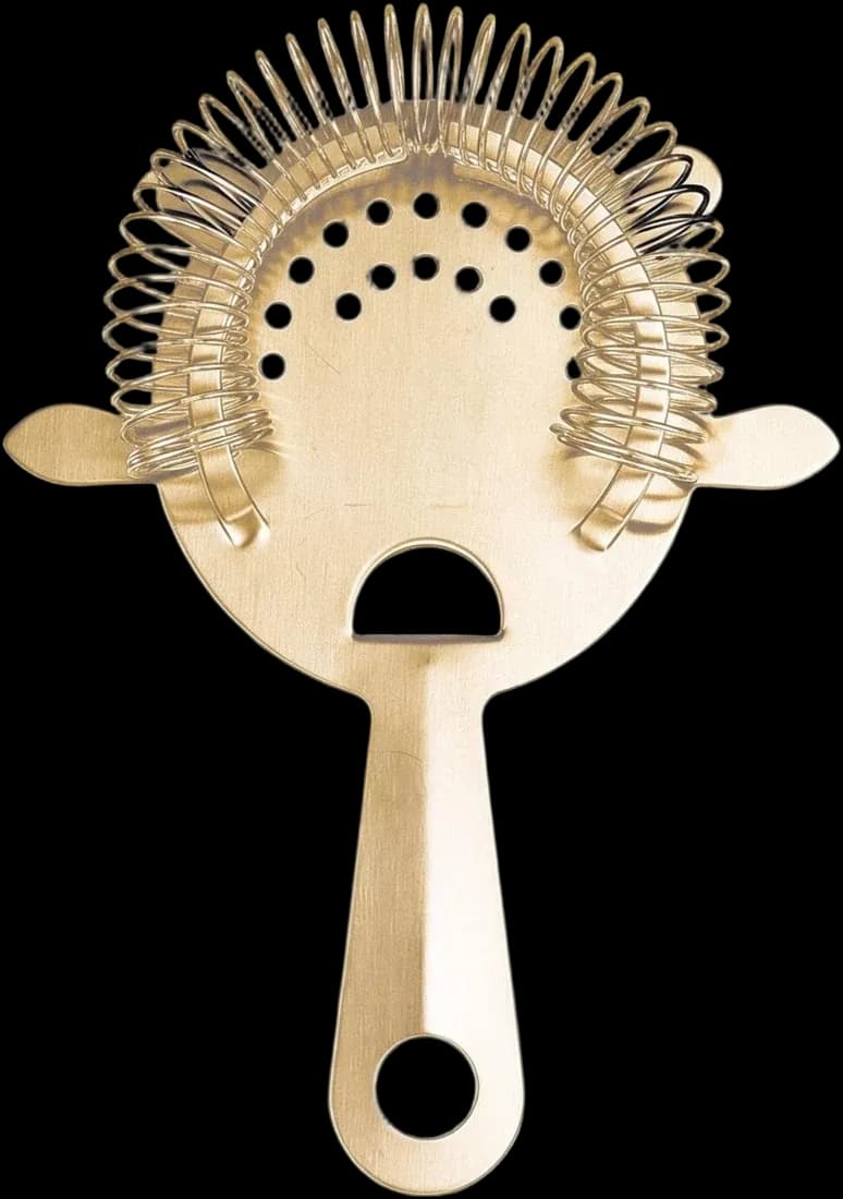 Gold-tone short-handle strainer