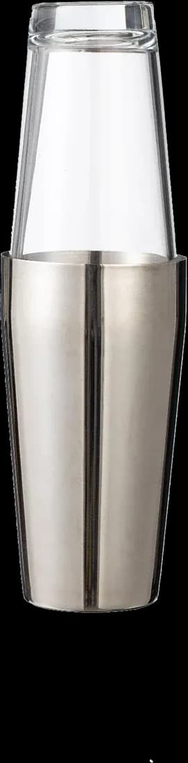 Wide glass-and-tin shaker