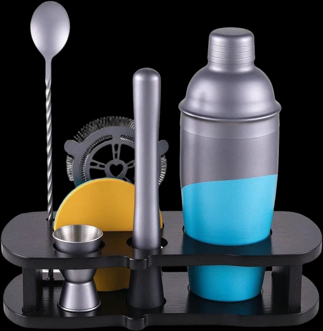 Blue-accent shaker stand set