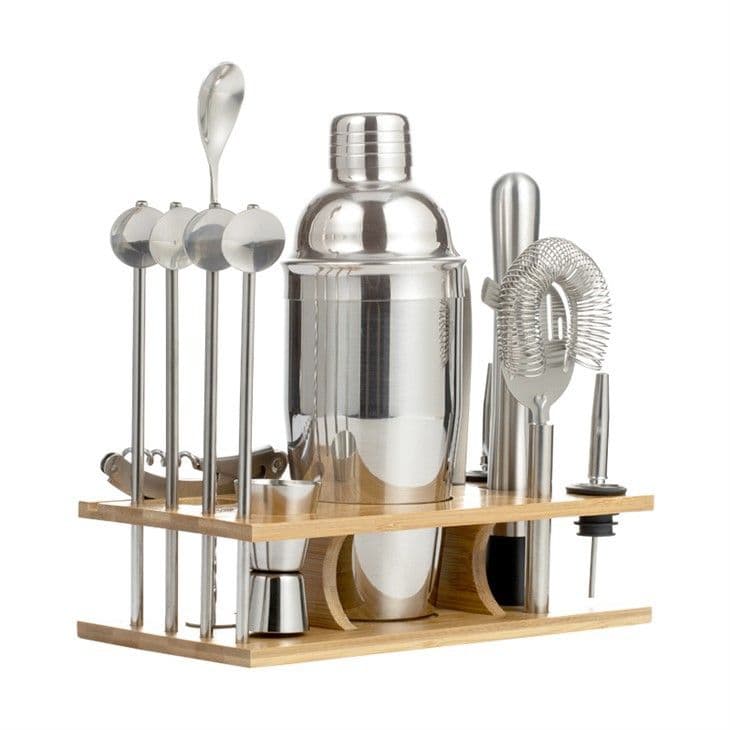 Cocktail Tool Set with Bamboo Rack